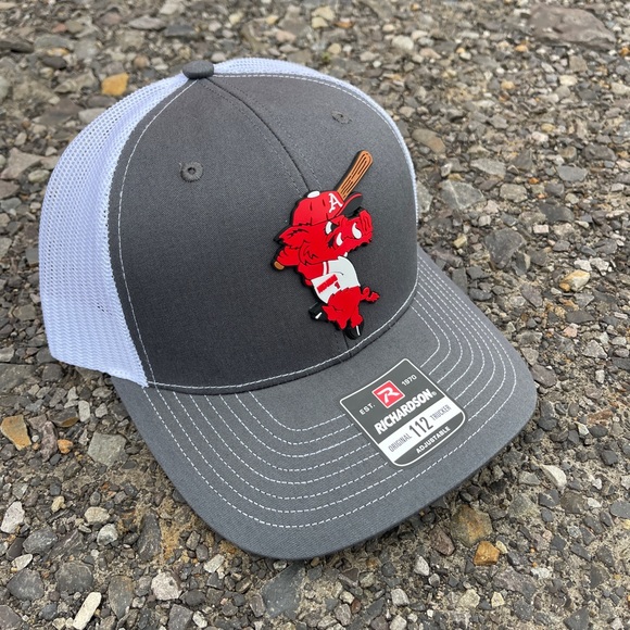 Ribby at Bat 3D Snapback Trucker Hat- Charcoal/ White - Picture 2 of 3